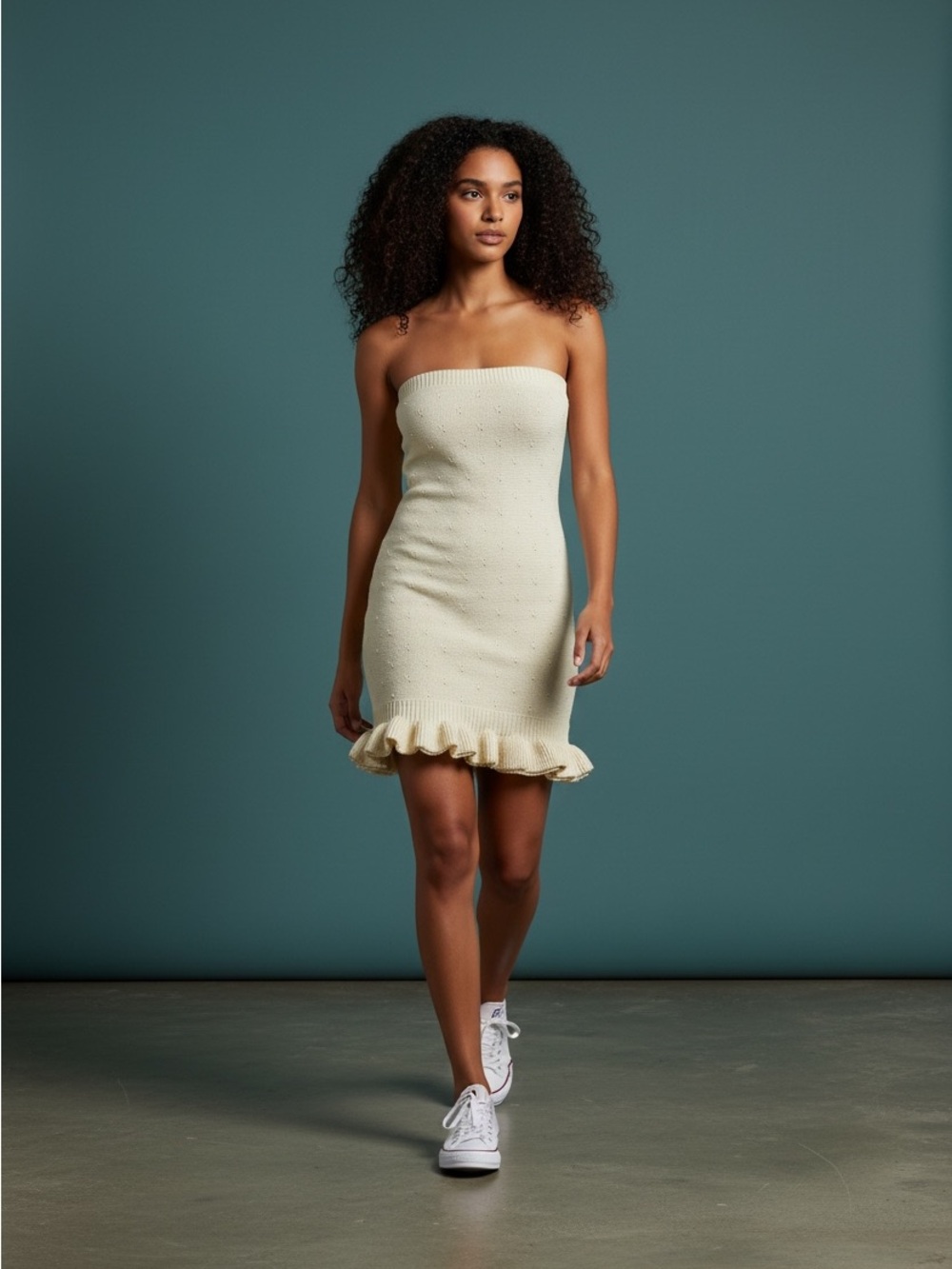 Needii butter yellow Ruffle-Hem Dress
